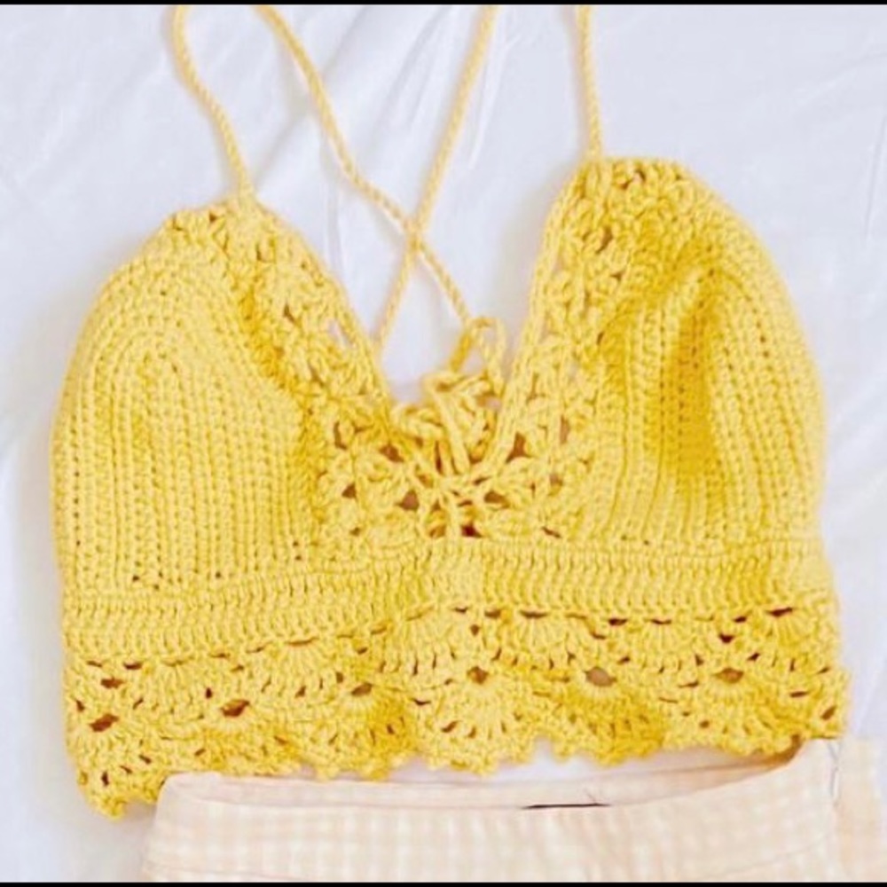 Pale Yellow Crochet crop top